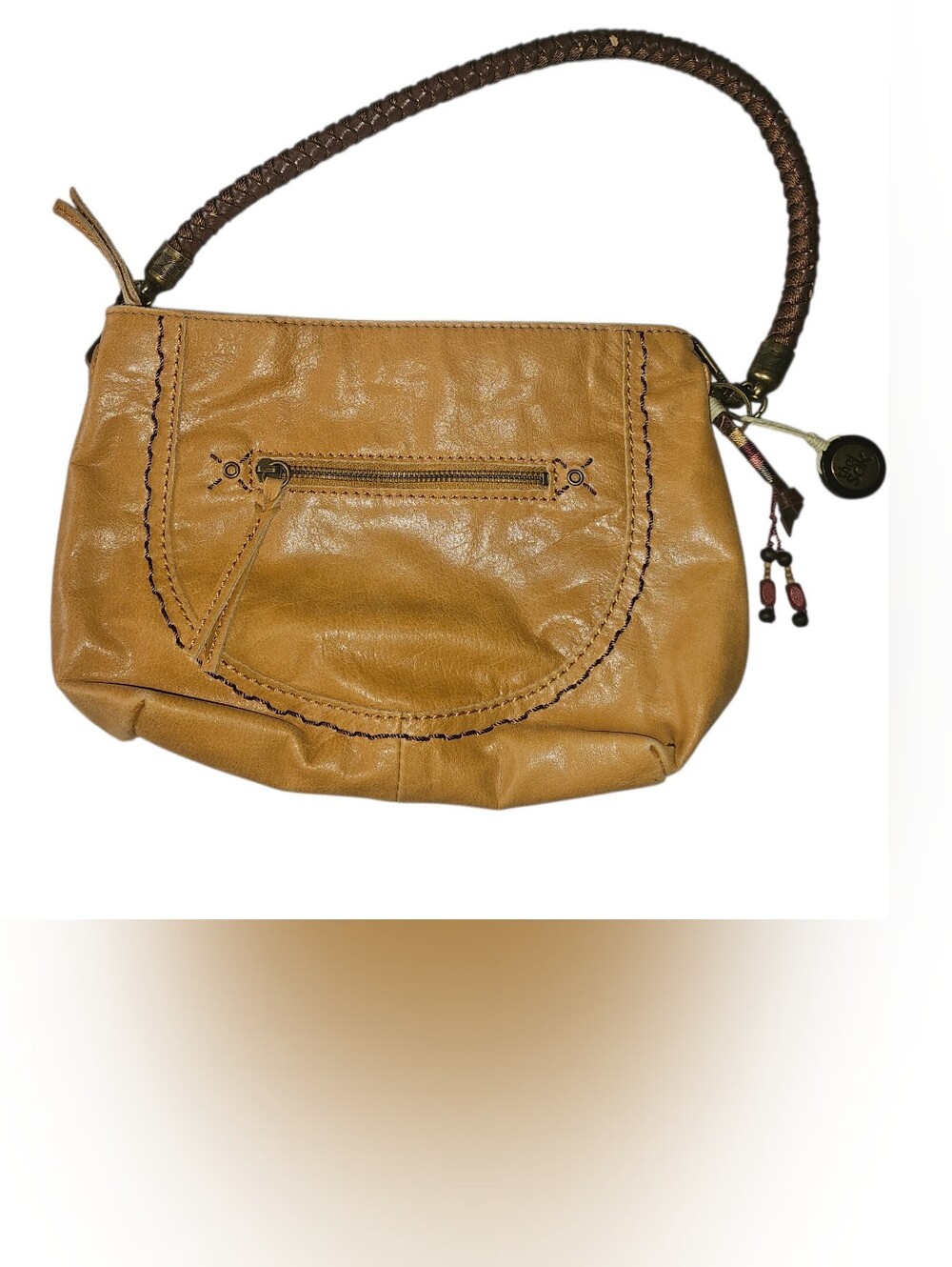 THE SAK Boho 100% Leather Woven Handle Strap Purse